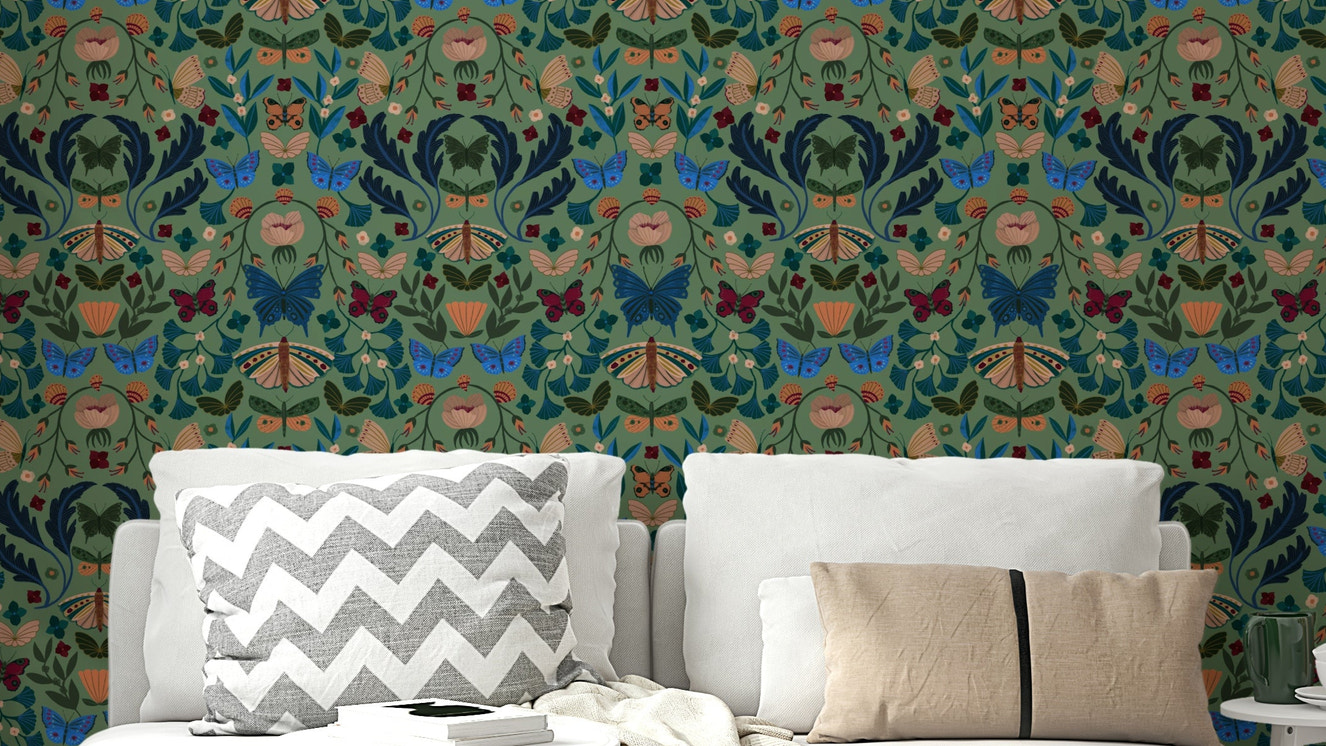 Fluttering florals Wallpaper⁠