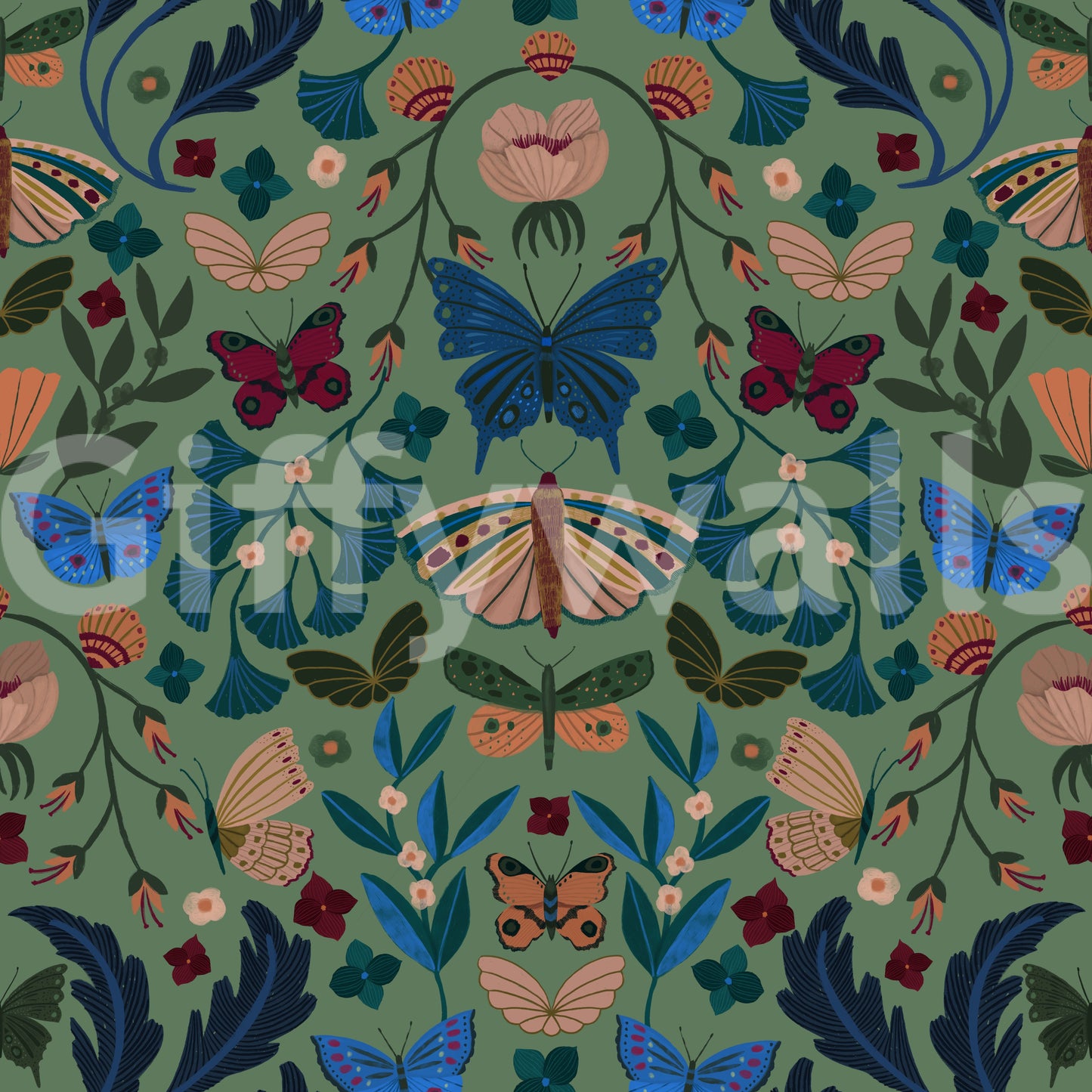 Fluttering florals Wallpaper⁠