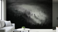 Wall mural Foggy Forest Woodland, shadowy woods, inspiring powerful ambiance.