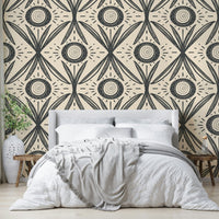 Retro floral wallpaper in bold contrast
