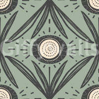Detailed folk floral print wallpaper
