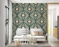 Cottage floral wallpaper with moody tones
