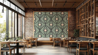 Nature-inspired mural in charcoal and sage
