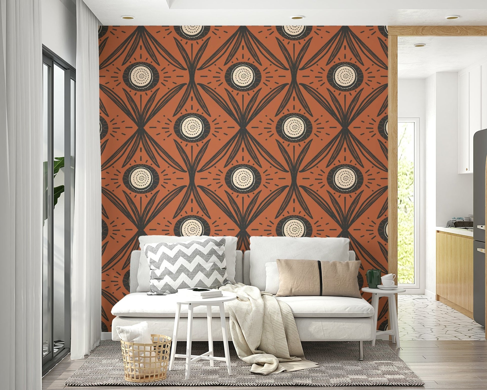 Terracotta and charcoal wallpaper for walls
