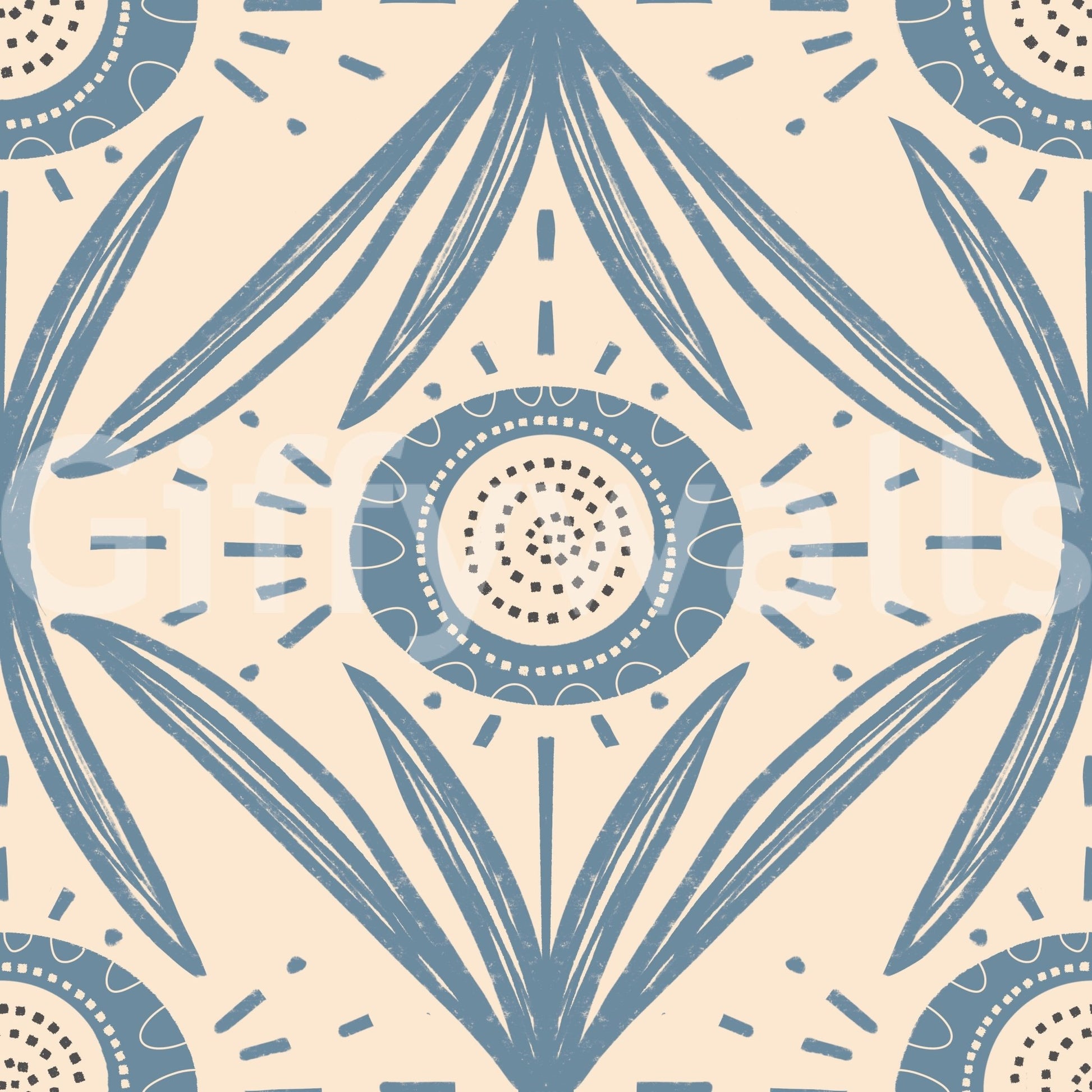 Muted blue flower wallpaper for calm spaces

