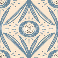 Muted blue flower wallpaper for calm spaces
