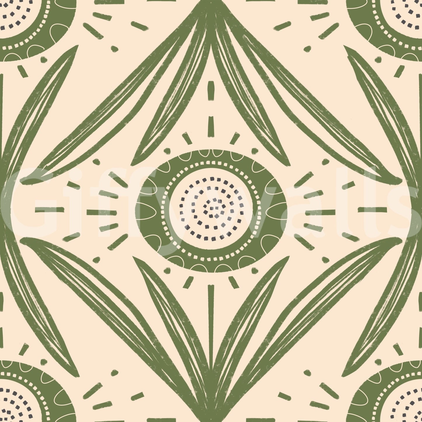 Wall mural with soft botanical theme
