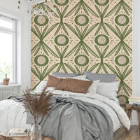 Farmhouse floral mural with green tones

