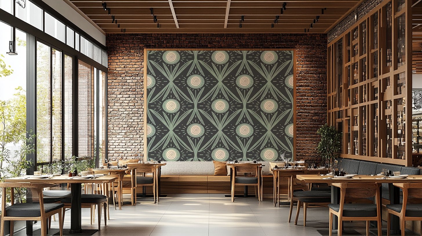 Statement wall with folk floral wallpaper

