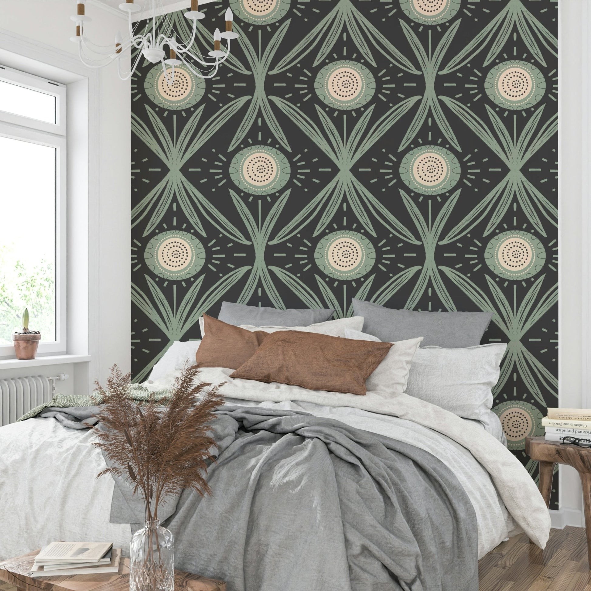 Earthy floral pattern on dark background

