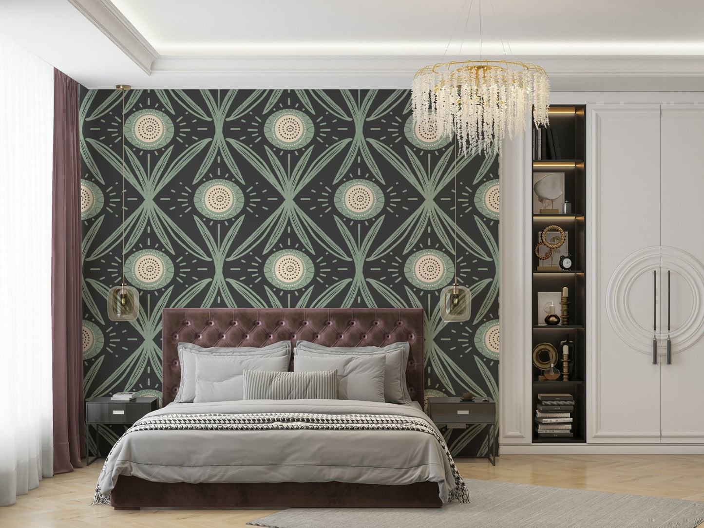 Modern farmhouse with Folk Bloom Radiance mural

