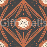 Charcoal and terracotta floral wallpaper pattern

