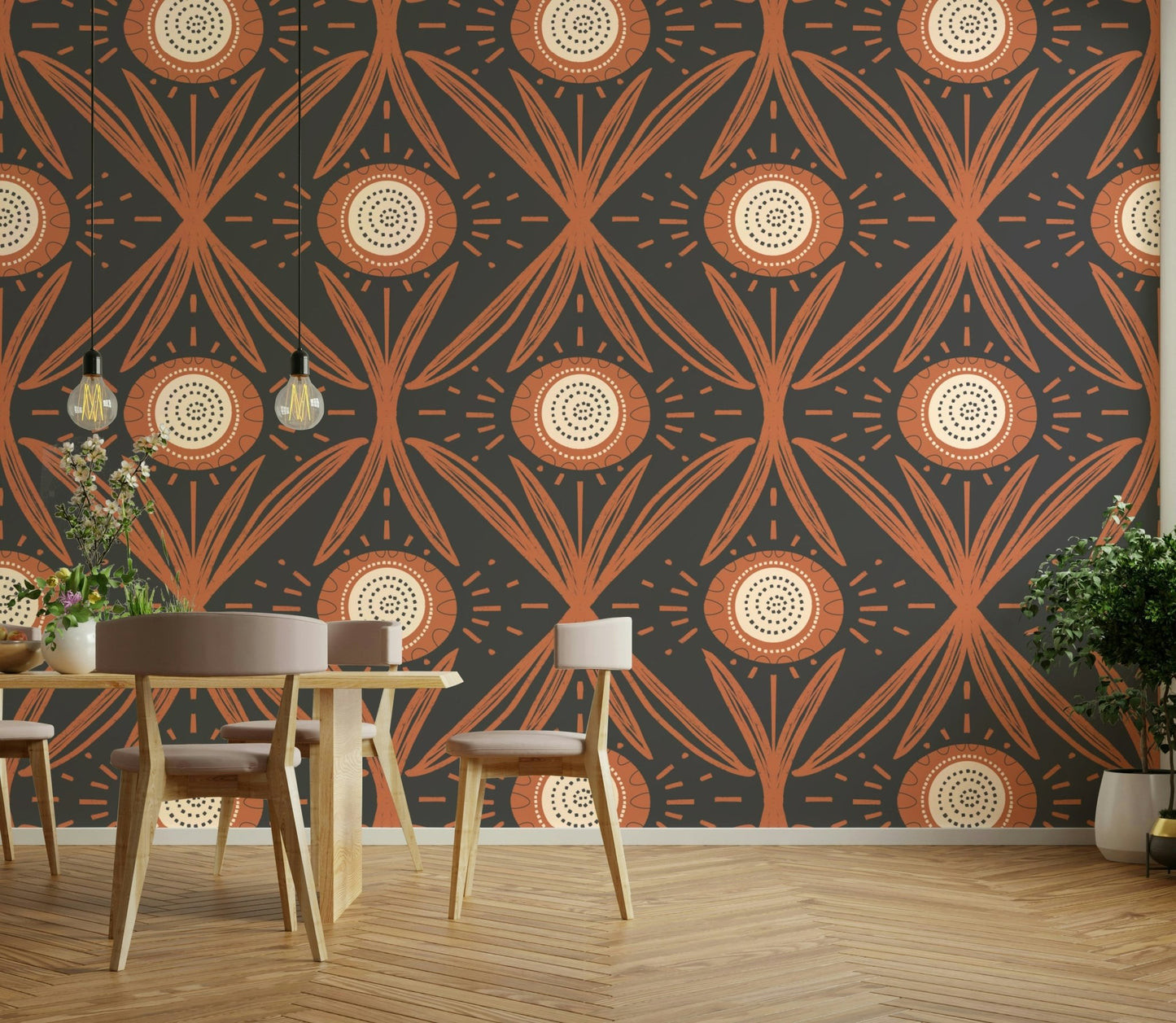 Stylish floral mural for living room
