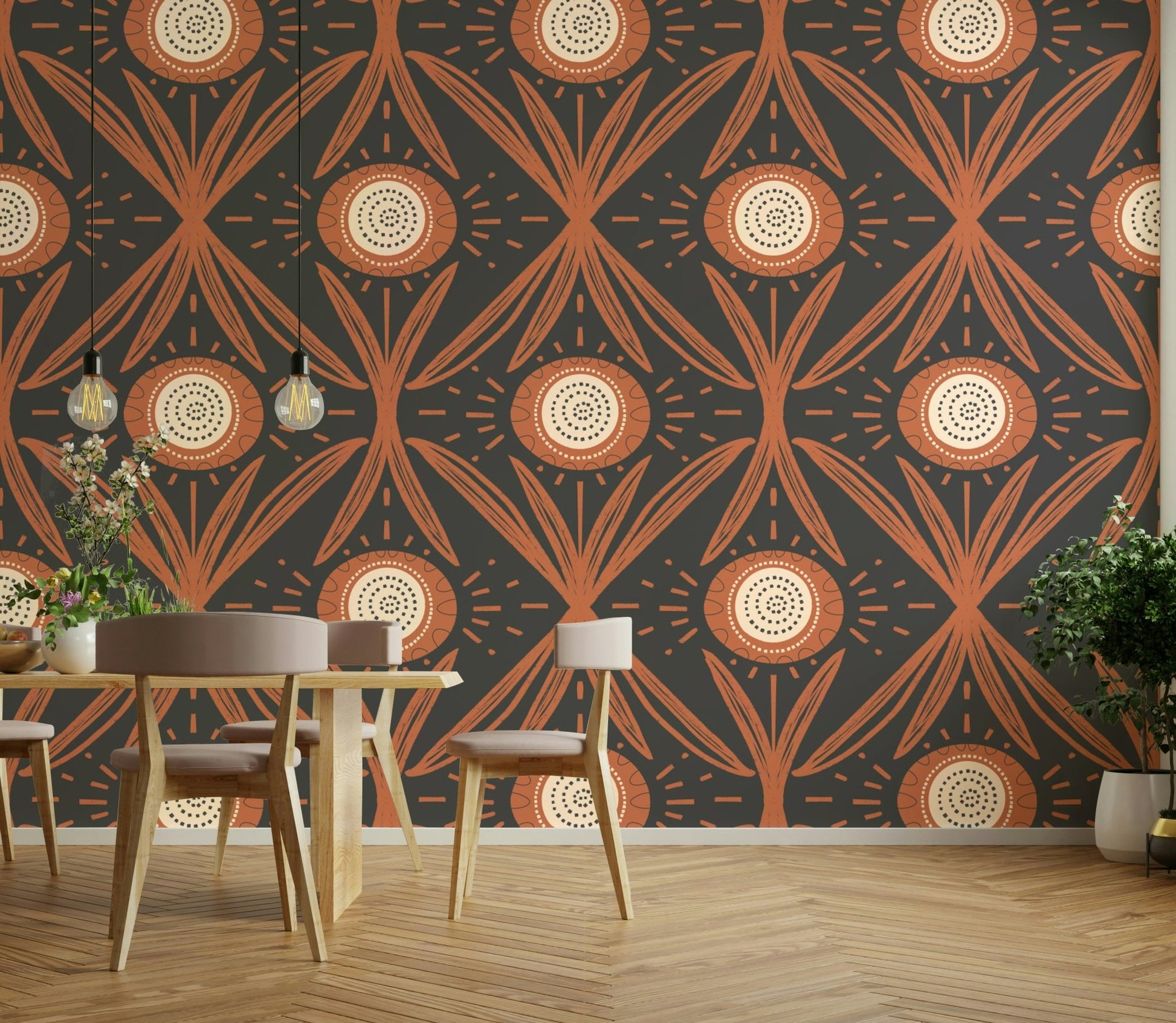 Stylish floral mural for living room
