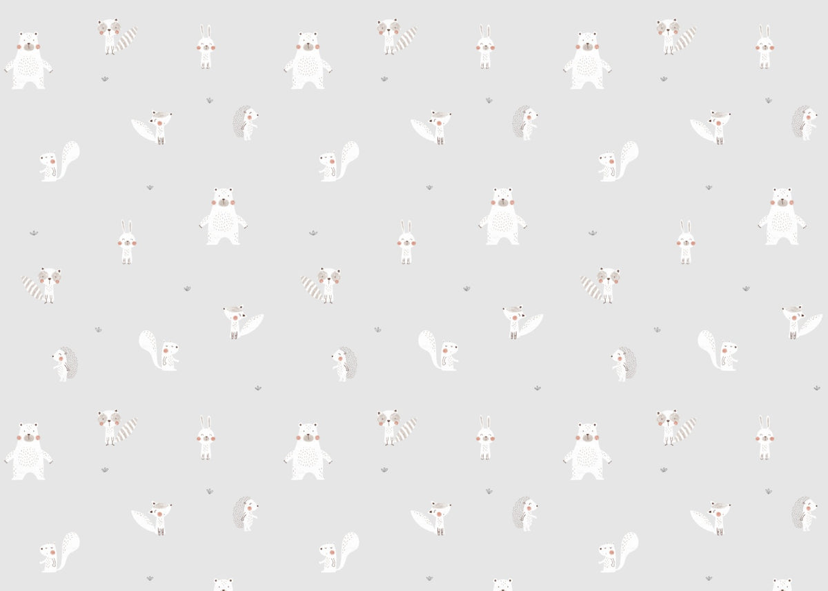 Forest Animals Gray Wallpaper For Walls in your room