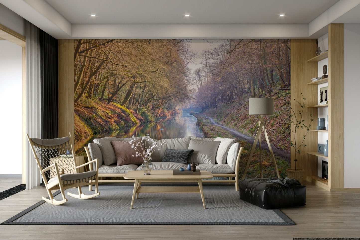 Forest canal wall mural

