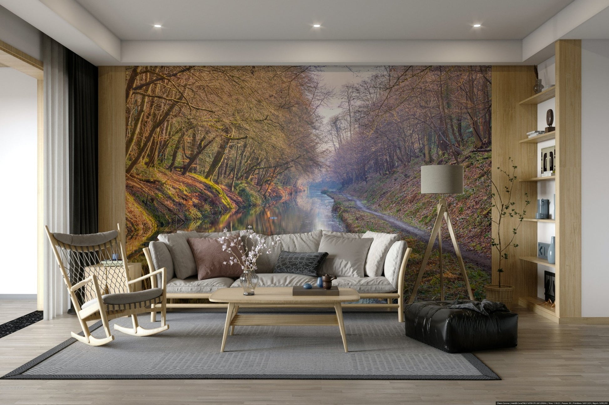 Forest canal wall mural

