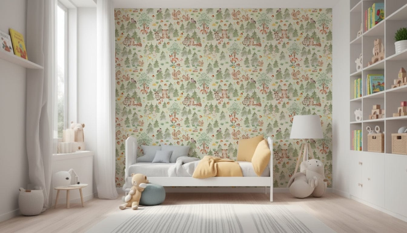 Forest Friends Forever wallpaper gentle watercolor aesthetic.