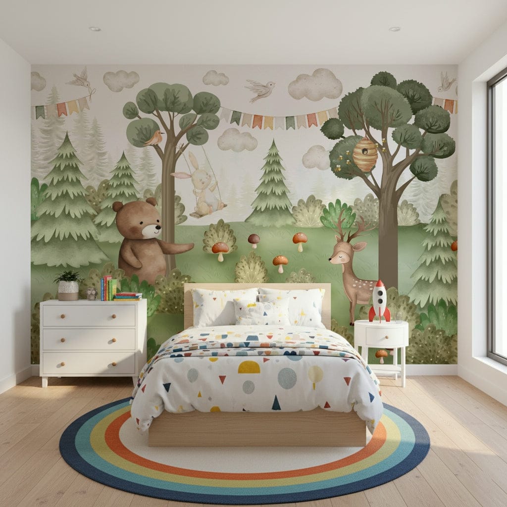 Forest Friends Mural in a contemporary pediatric office.