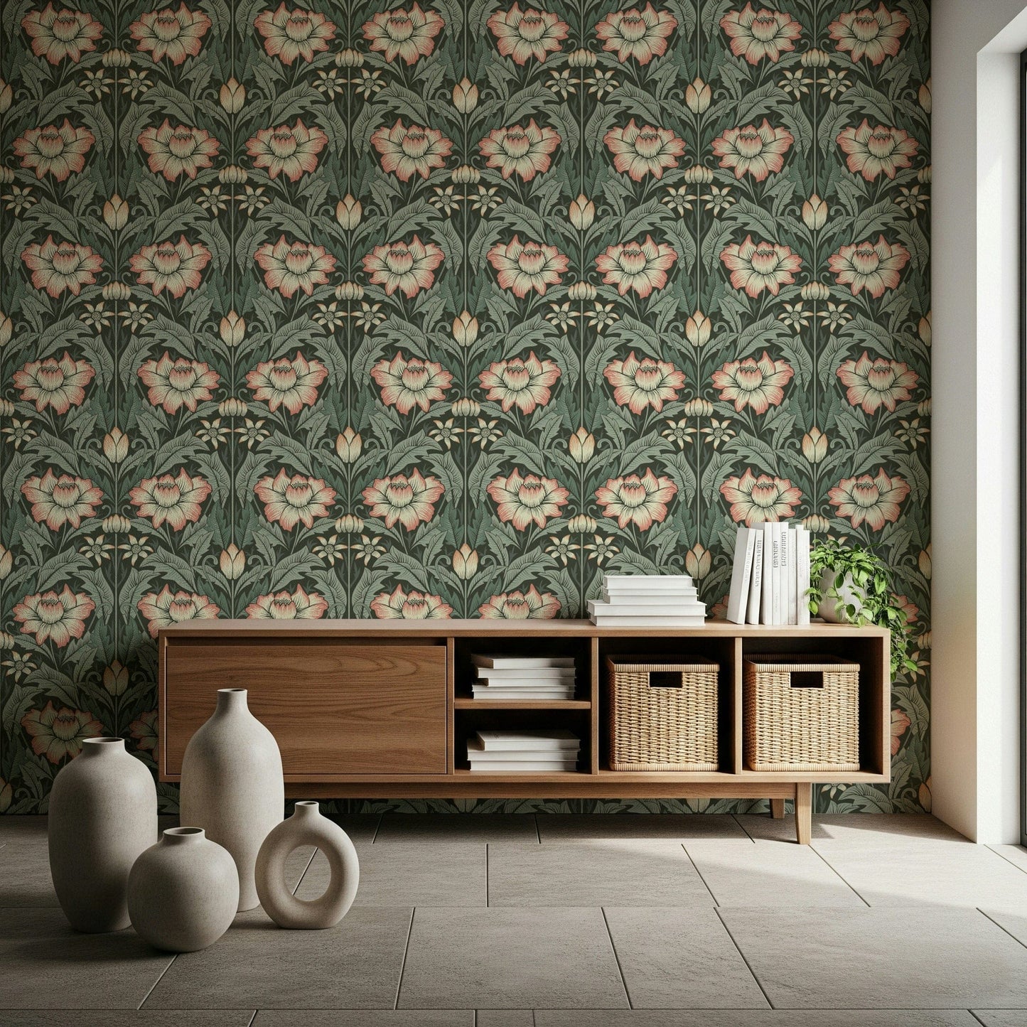 Timeless Garden – Forest Green Wallpaper⁠