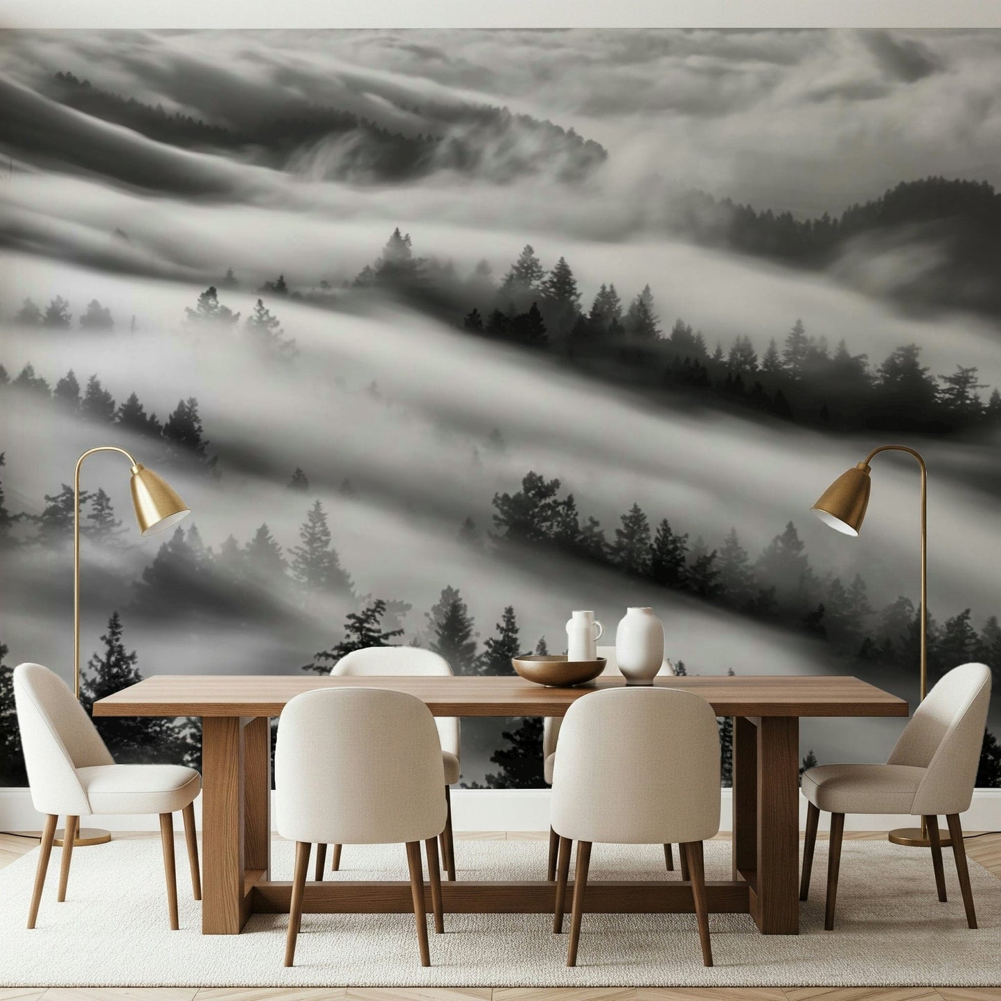 Wide perspective showing Forest Veil flowing fog.