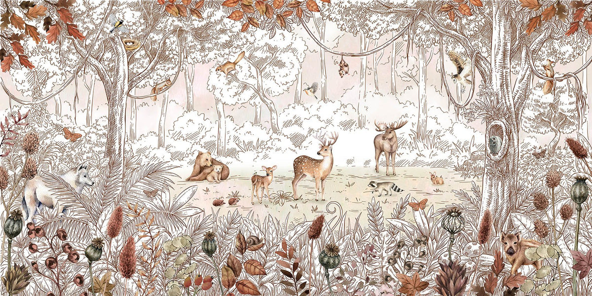 Autumn Forest Friends Wallpaper Mural