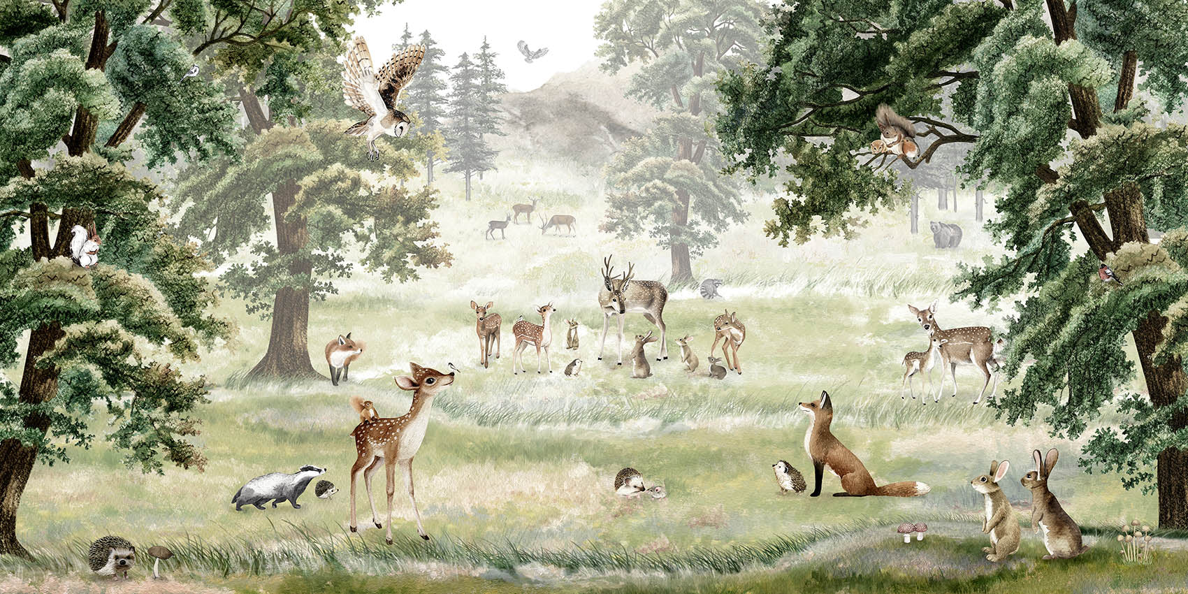 Forest fun wallpaper murals for kids room