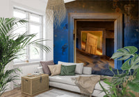 Wall mural depicting empty, forgotten spaces with subtle light and shadow details.