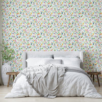 Playful baby fox pattern kids wallpaper

