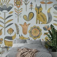 Gray fox wall decor for an apartment dining area with natural light.