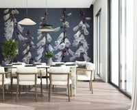 Vintage style bell shaped flowers wallpaper, serene atmosphere.