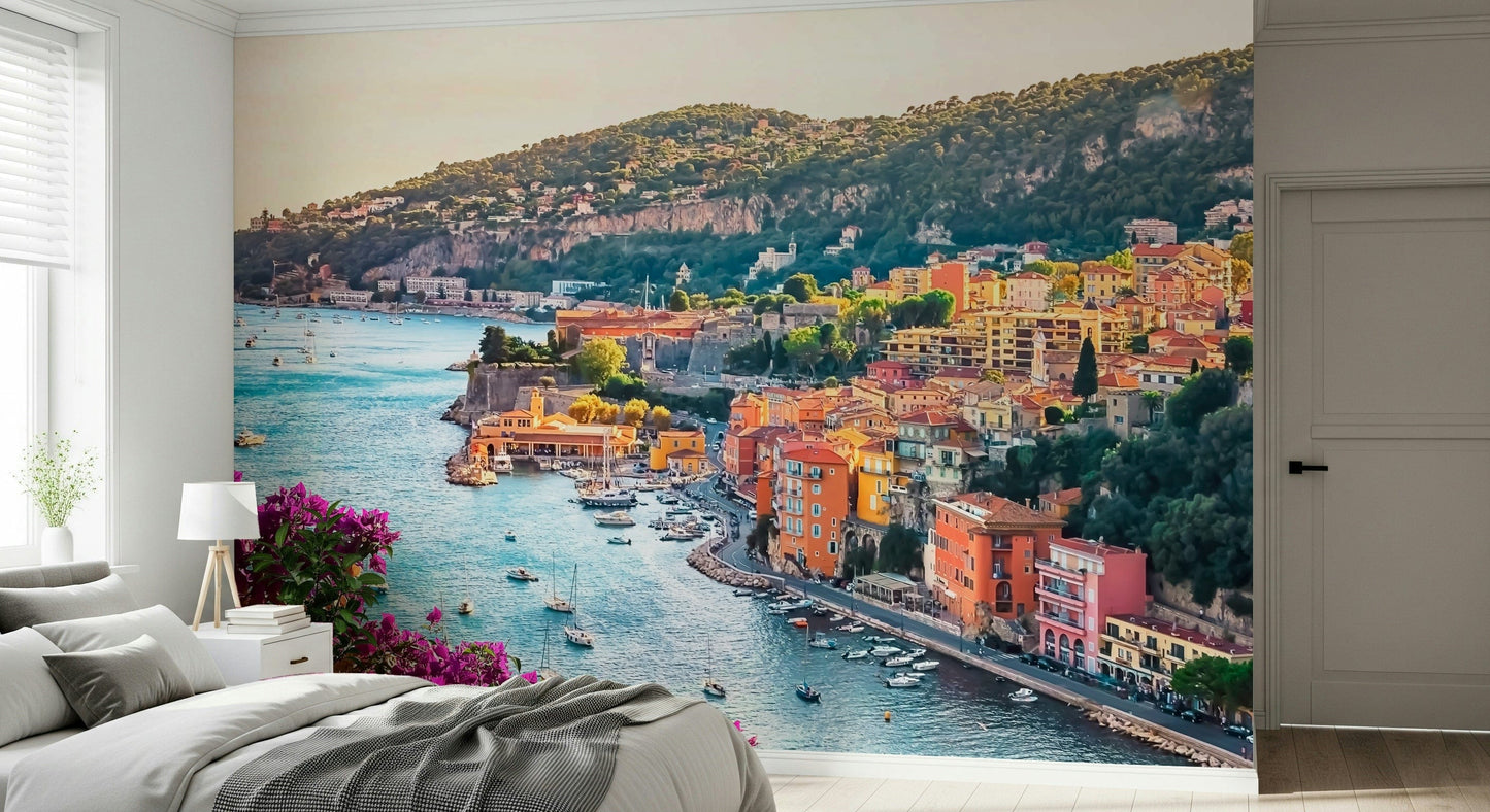Serene turquoise water Villefranche View wallpaper mural nature scene.