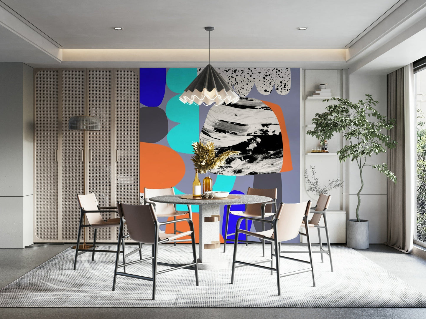 Purple wall mural with soft and bold tones for a sophisticated look

