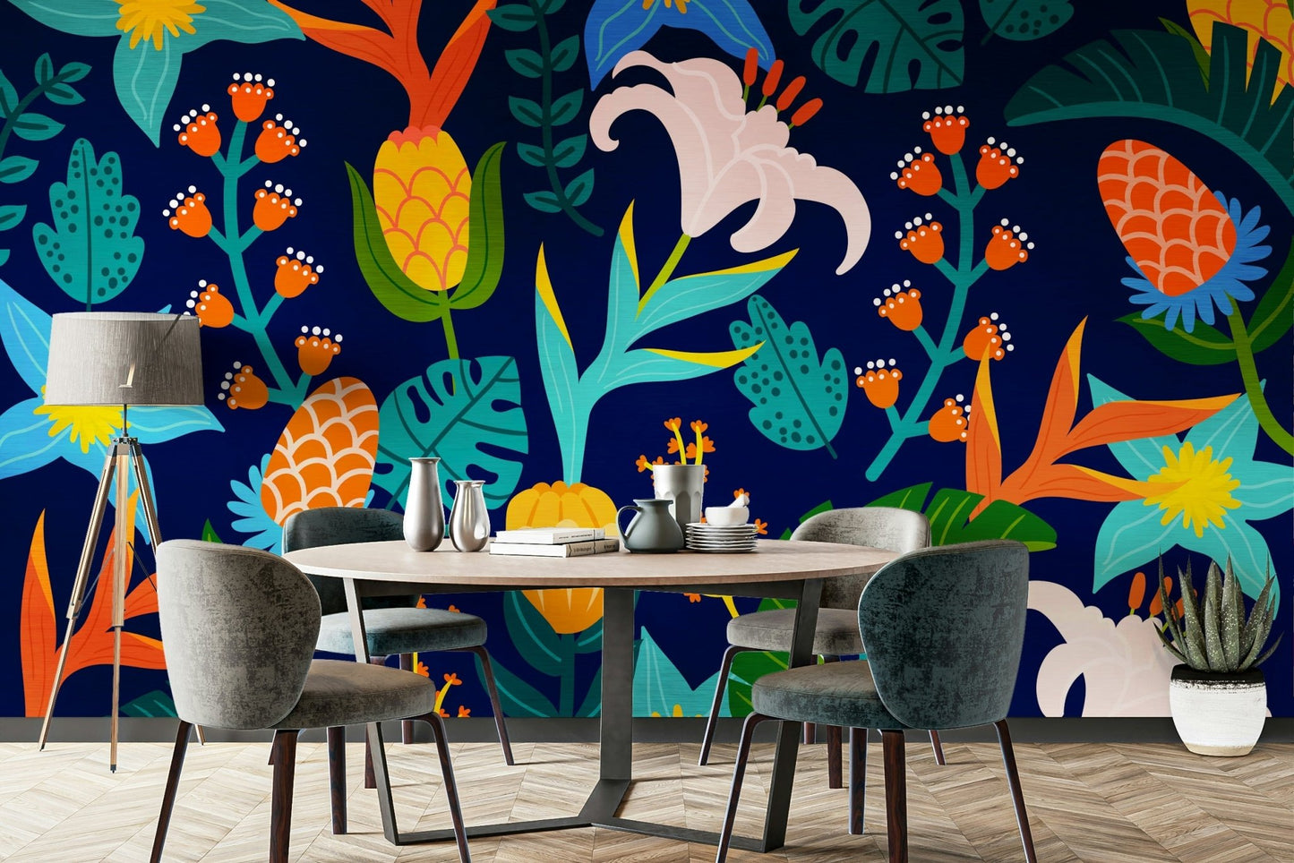 Wall covering with a distinct cultural and artistic flair.
