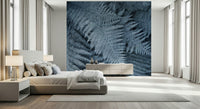 Decorative mural featuring soft green ferns with frosty highlights for tranquil interiors.