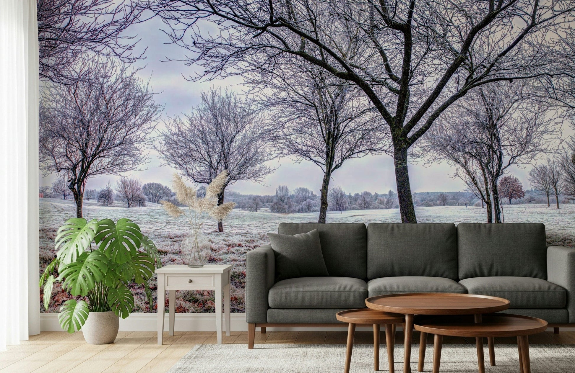 Silver branches, Whispering Winter Fields wall treatment solution.