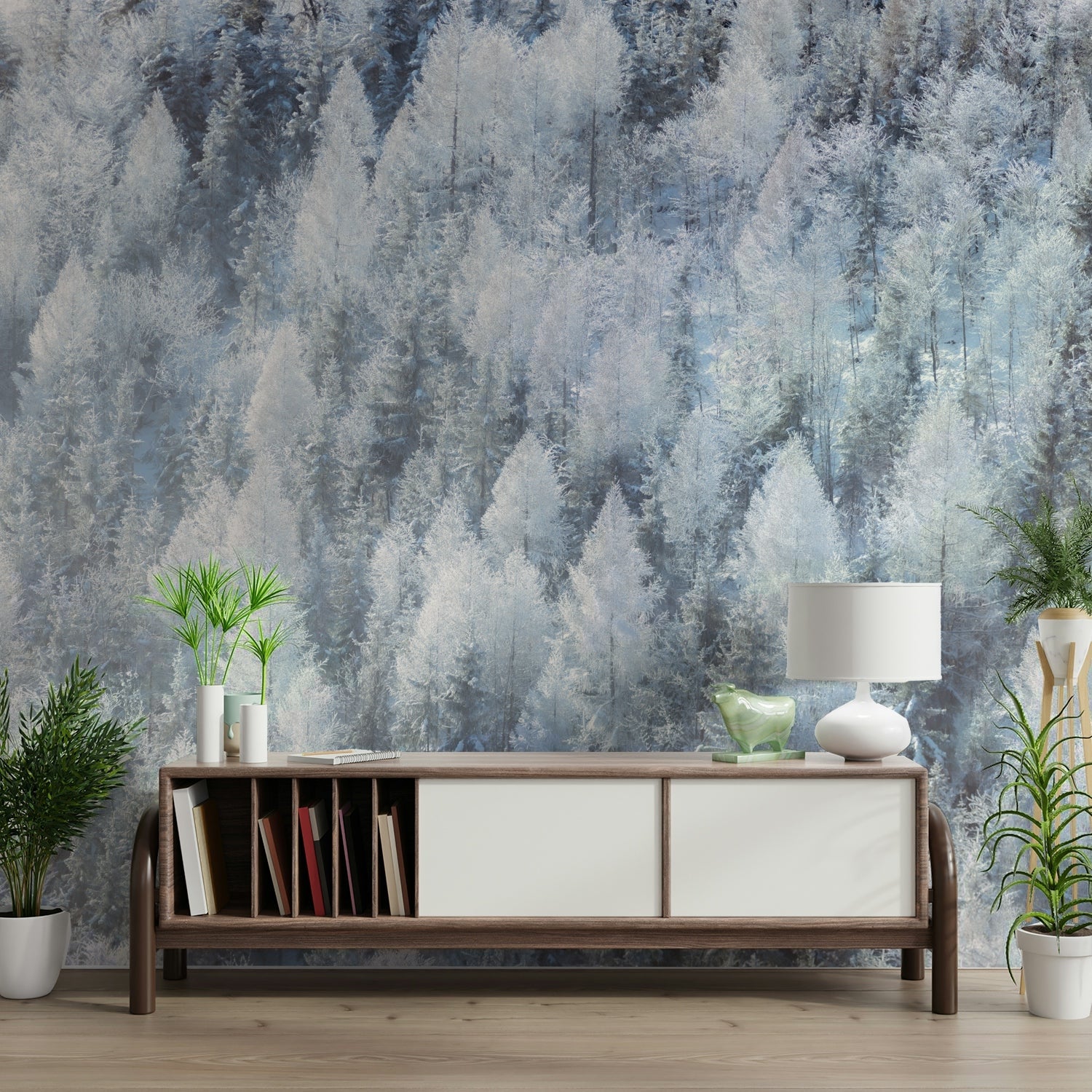 Detailed textures of the frosted trees.


