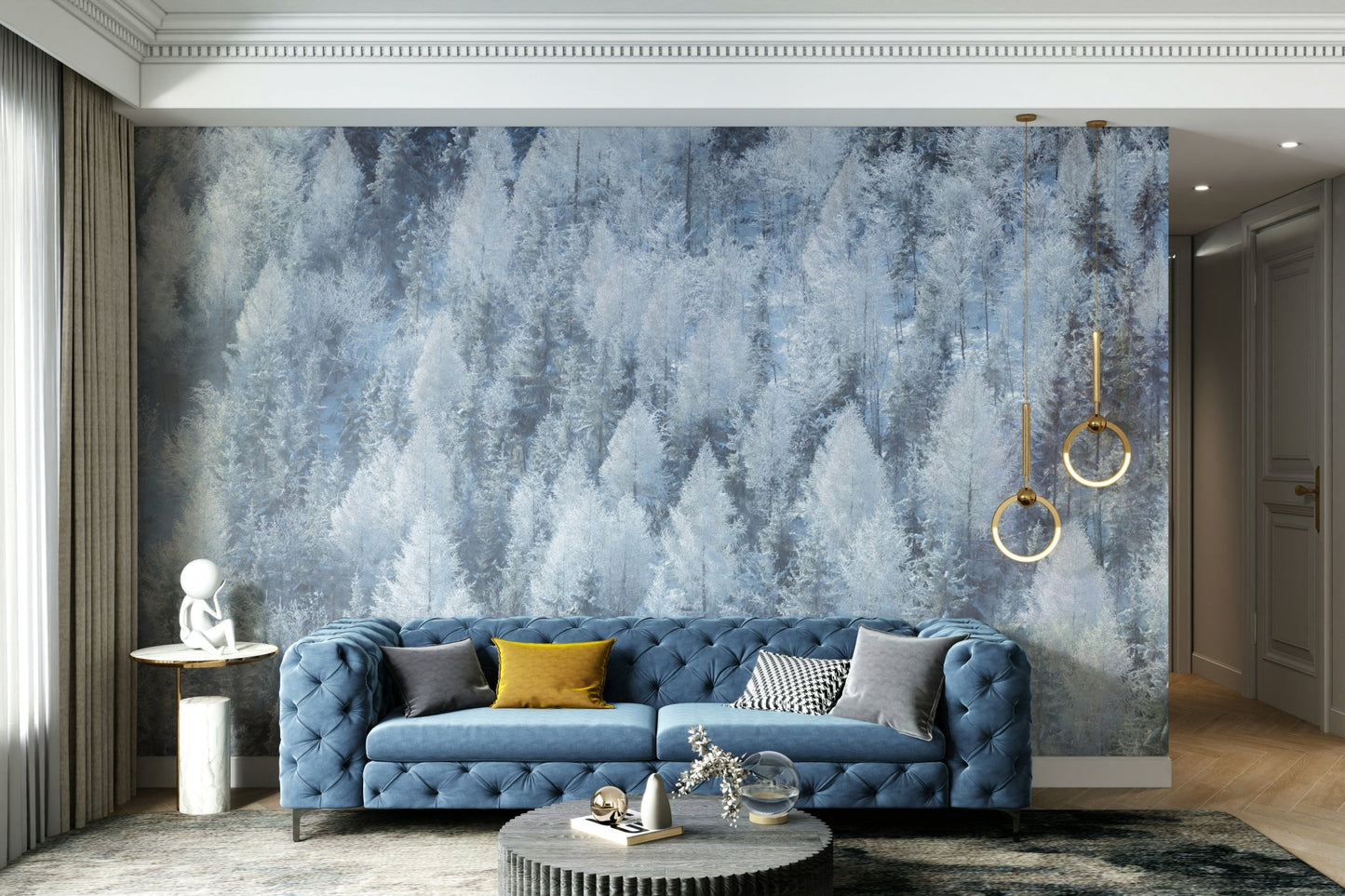 Monochromatic white and grey color scheme.

