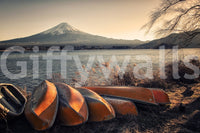 Scenic Japan mural for home office, calm lake view, modern wall decor