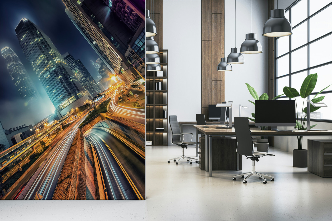 Architectural Skyline Velocity wallpaper for walls urban night towers view.