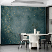 Cosmic dust and blue hues create a peaceful galactic mural.

