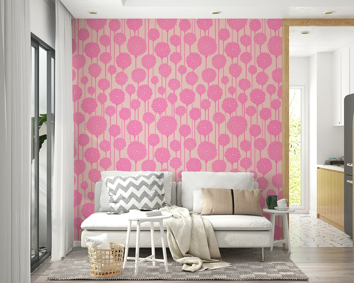 Stripes combined with floral elements.

