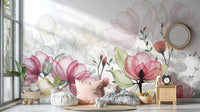 Serene floral design with layered pink flowers