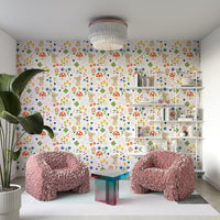 Cartoon mouse in garden scene mural

