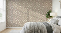 Symmetrical flower motif repeats on Garden Trellis mural.