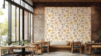 Vintage yellow floral garden wallpaper for walls.
