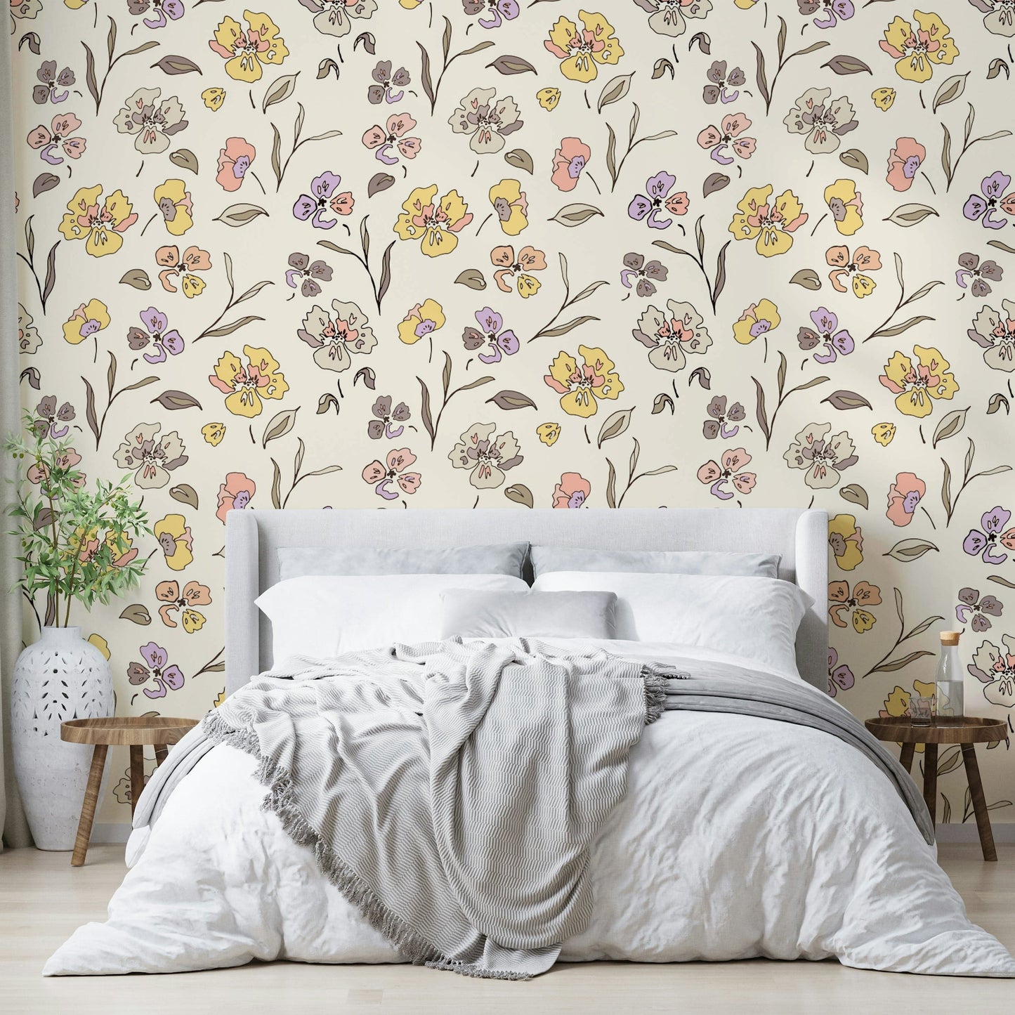 Classic garden aesthetic wallpaper for living room.
