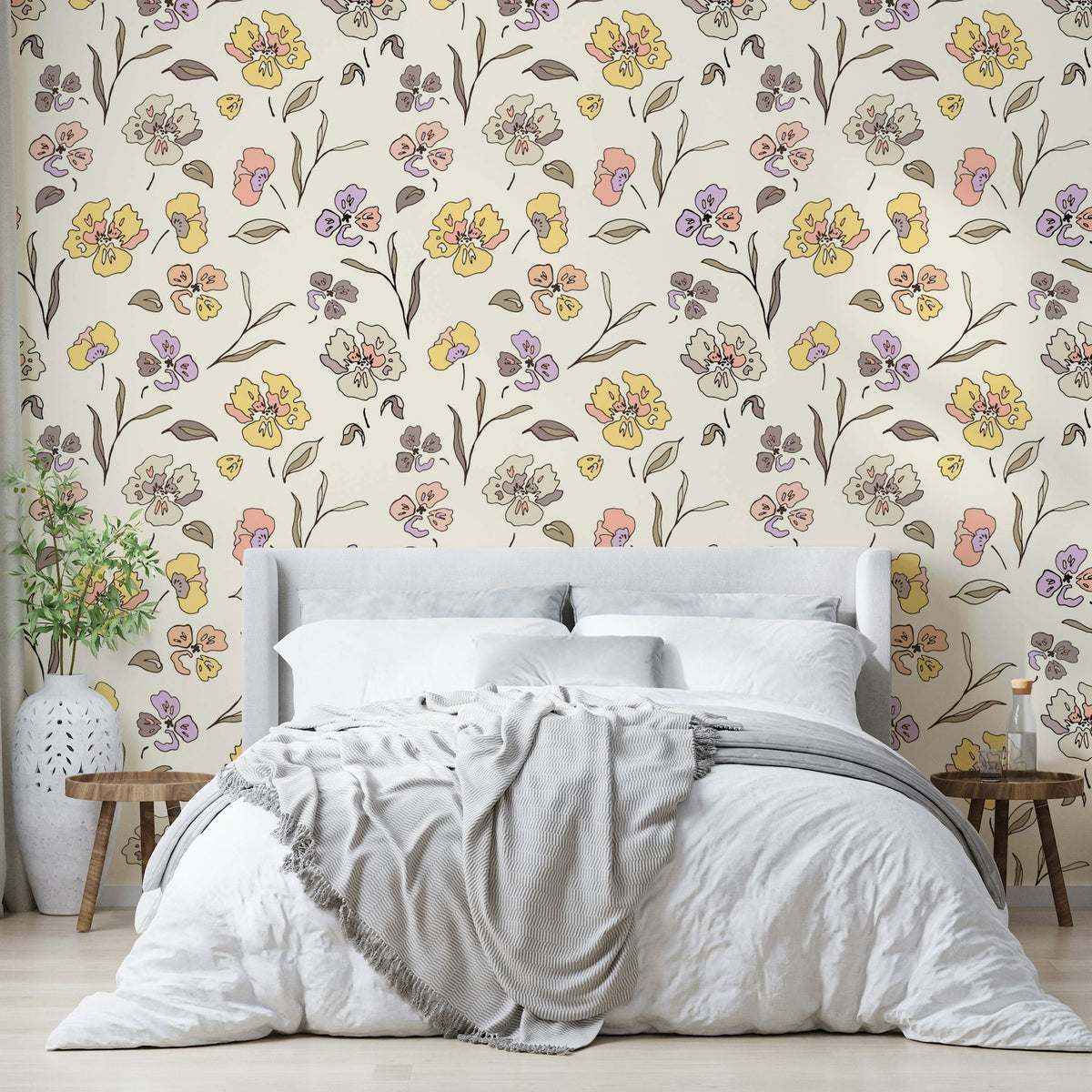 Classic garden aesthetic wallpaper for living room.
