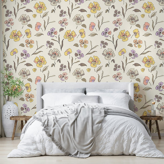 Classic garden aesthetic wallpaper for living room.
