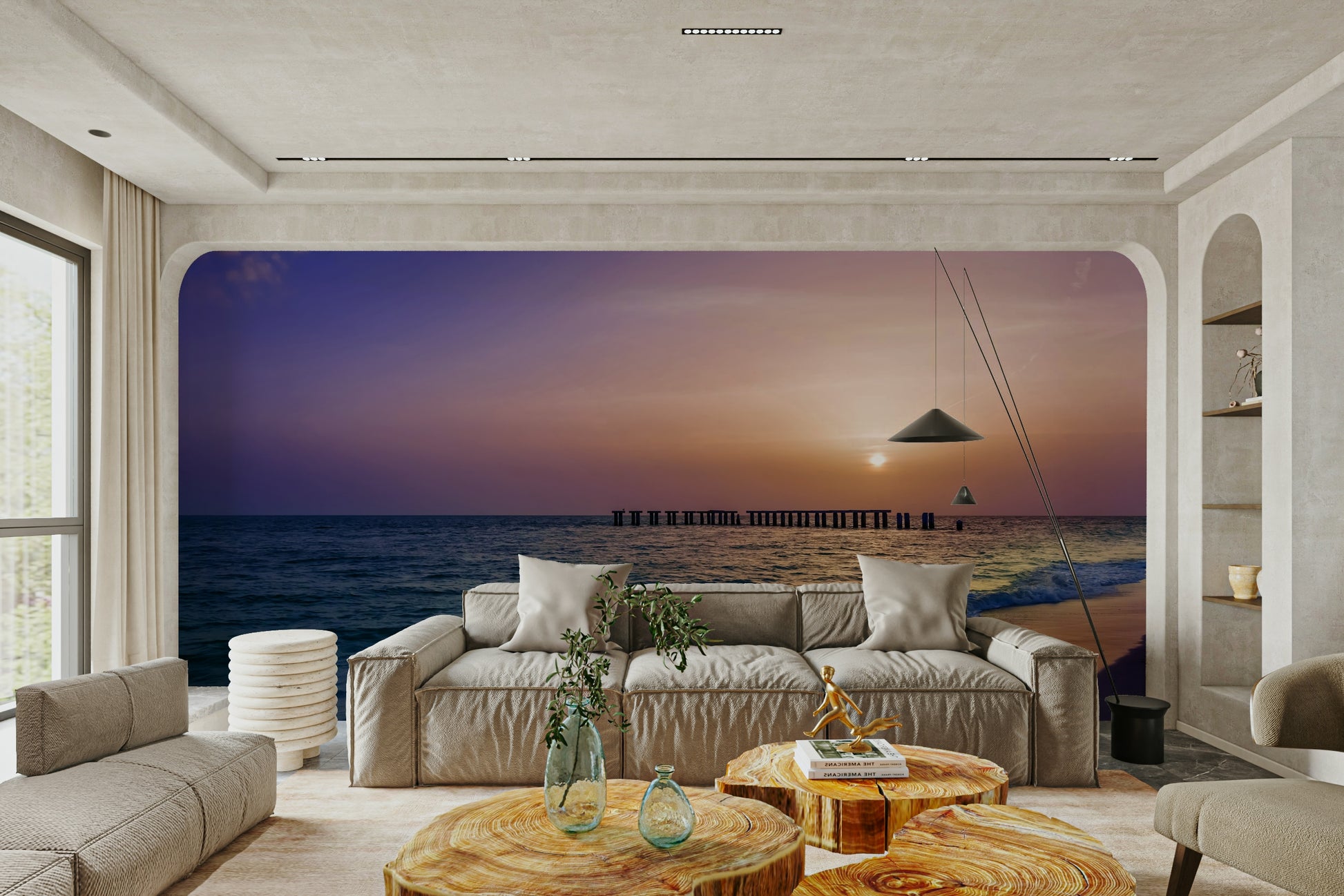 Vibrant sunset mural over Gasparilla Island shoreline

